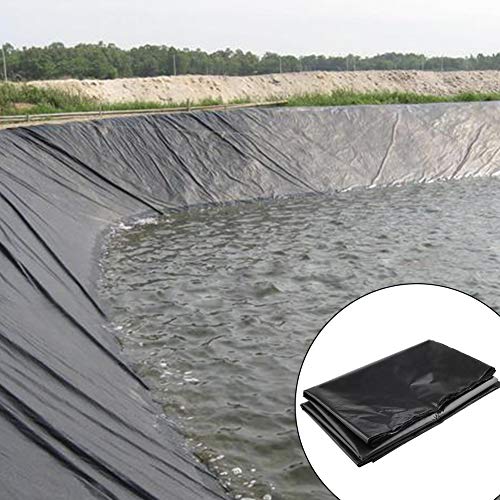 SYLOTS HDPE Rubber Pond Liner, 6.5 x 9.8 feet Pre Cut Black Pond L...