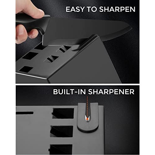 syvio Knife Sets for Kitchen with Block, 14 Piece with Built-in Sh...