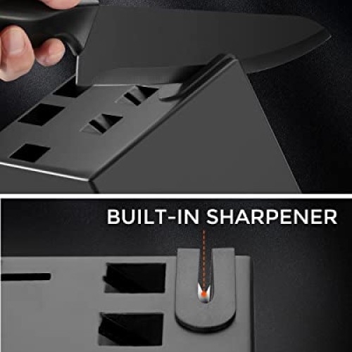 syvio Knife Sets for Kitchen with Block, 14 Piece with Built-in Sh...