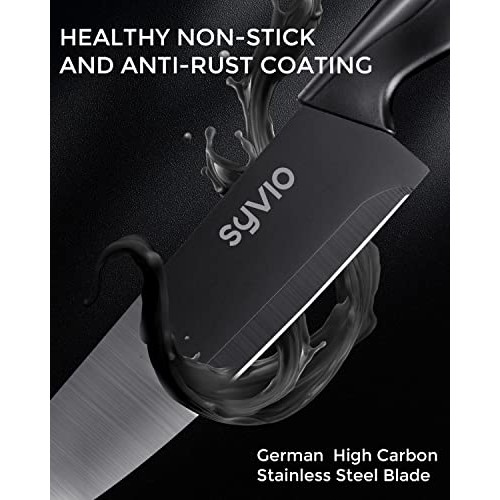syvio Knife Sets for Kitchen with Block, 14 Piece with Built-in Sh...
