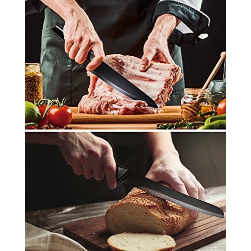 syvio Knife Sets for Kitchen with Block, 14 Piece with Built-in Sh...