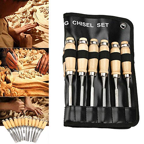 12Pcs Professional Wood Carving Chisel Set with Carrying Case for ...