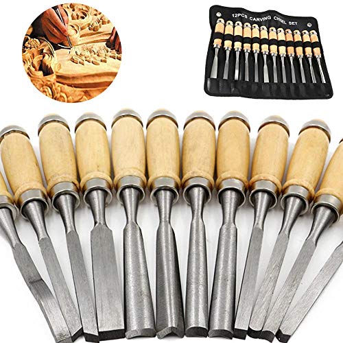 12Pcs Professional Wood Carving Chisel Set with Carrying Case for ...