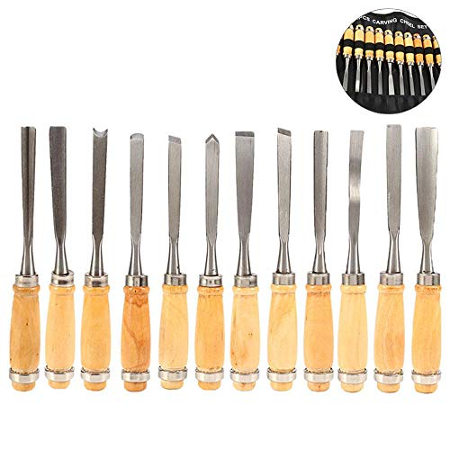 12Pcs Professional Wood Carving Chisel Set with Carrying Case for ...
