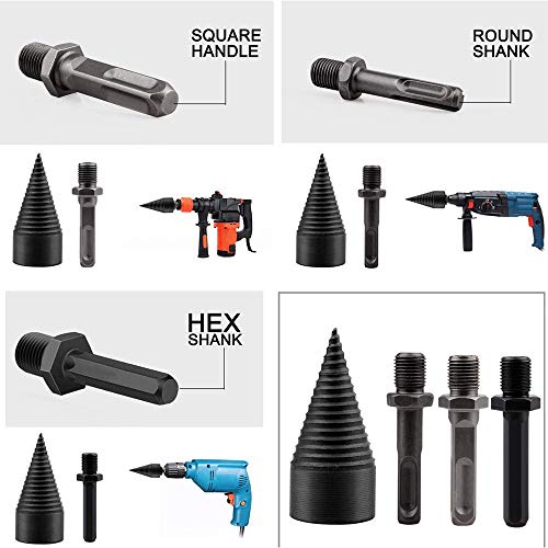 3pcs Removable Firewood Log Splitter Drill Bit, Wood Splitter Dril...