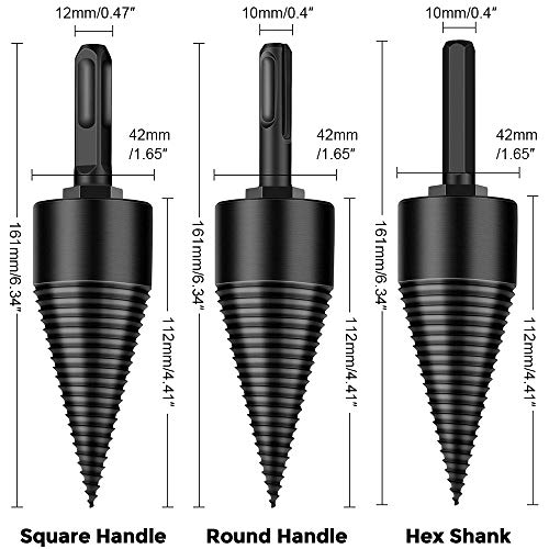 3pcs Removable Firewood Log Splitter Drill Bit, Wood Splitter Dril...