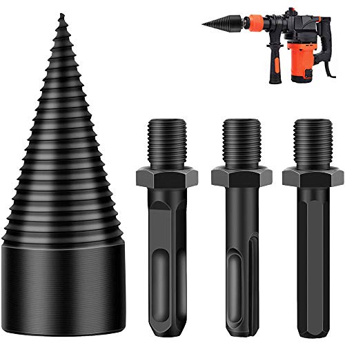 3pcs Removable Firewood Log Splitter Drill Bit, Wood Splitter Dril...