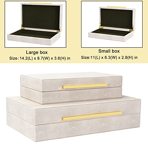 SYYSY Ivory Shagreen box Faux Leather Set of 2 Decorative Boxes,La...