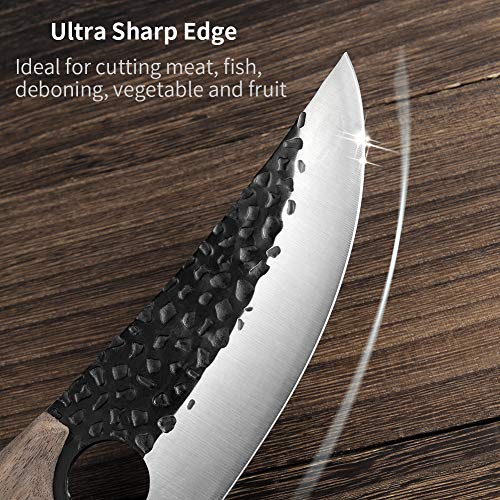 Meat Cleaver Carbon Steel Butcher Knife Hand Forged Boning Knife w...