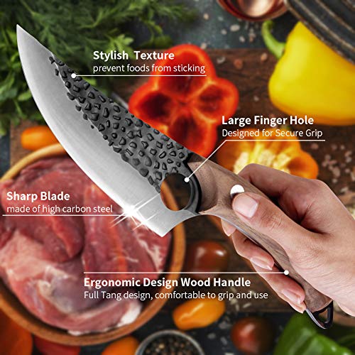 Meat Cleaver Carbon Steel Butcher Knife Hand Forged Boning Knife w...