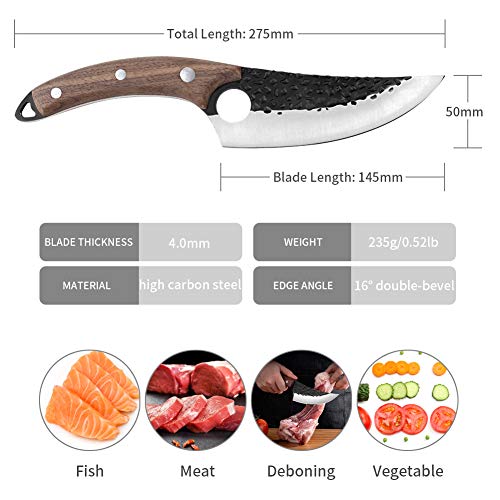 Meat Cleaver Carbon Steel Butcher Knife Hand Forged Boning Knife w...