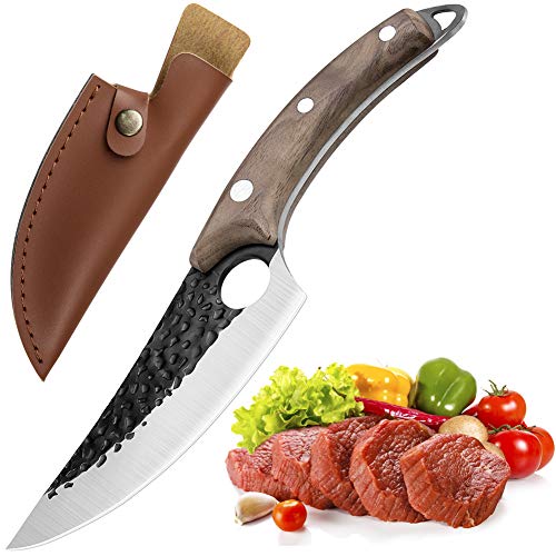 Meat Cleaver Carbon Steel Butcher Knife Hand Forged Boning Knife w...