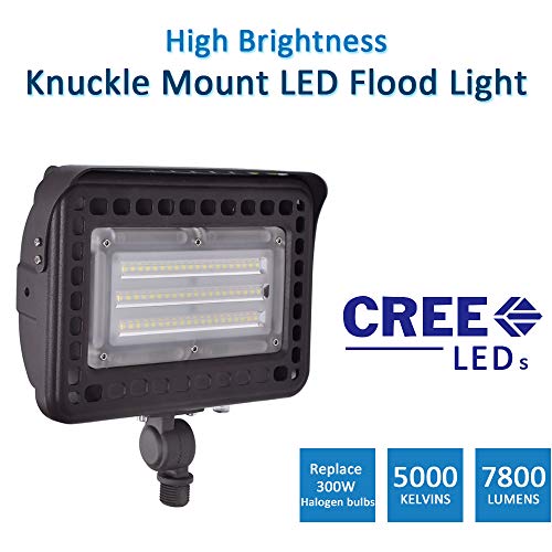 SZGMJIA 60W LED Flood Light with Knuckle, Dusk to Dawn Photocell, ...