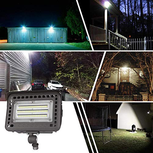SZGMJIA 60W LED Flood Light with Knuckle, Dusk to Dawn Photocell, ...