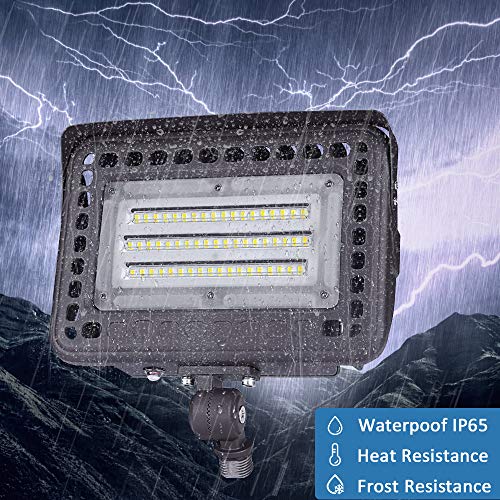 SZGMJIA 60W LED Flood Light with Knuckle, Dusk to Dawn Photocell, ...