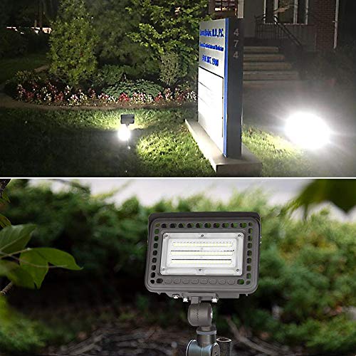 SZGMJIA 60W LED Flood Light with Knuckle, Dusk to Dawn Photocell, ...