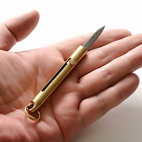 SZHOWORLD Brass Mini Knife - Keychain Pocket Knife, Compact Retrac...