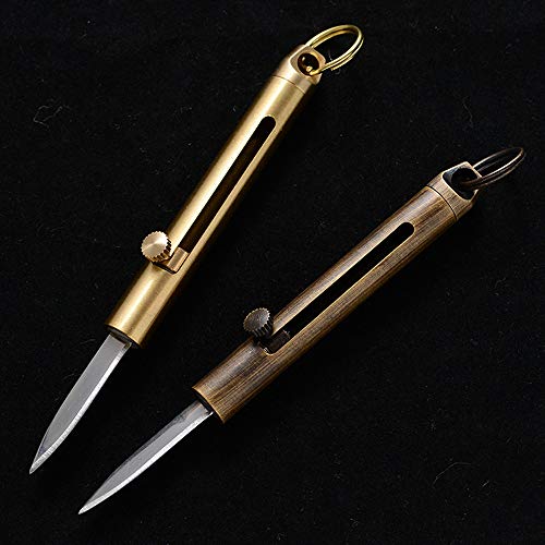 SZHOWORLD Brass Mini Knife - Keychain Pocket Knife, Compact Retrac...
