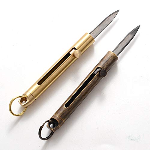 SZHOWORLD Brass Mini Knife - Keychain Pocket Knife, Compact Retrac...