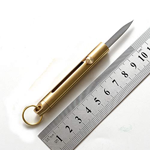 SZHOWORLD Brass Mini Knife - Keychain Pocket Knife, Compact Retrac...