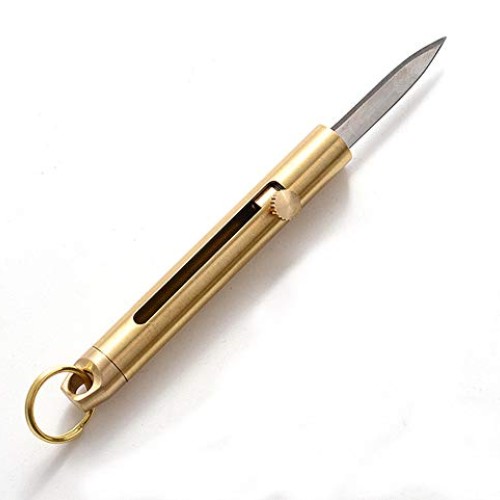 SZHOWORLD Brass Mini Knife - Keychain Pocket Knife, Compact Retrac...