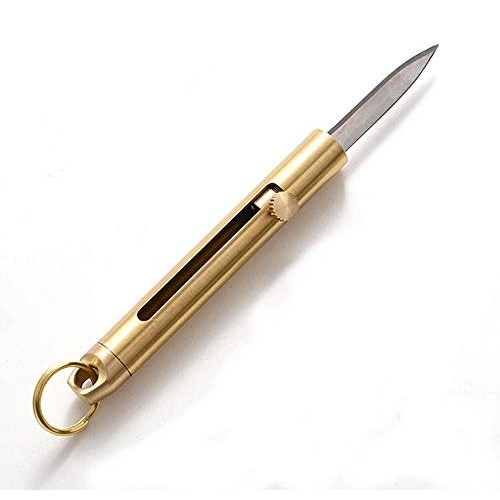 SZHOWORLD Brass Mini Knife - Keychain Pocket Knife, Compact Retrac...