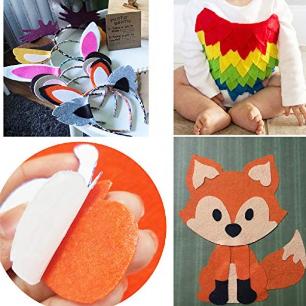 15PCS Assorted Colors Adhesive Felt Fabric Sheets,15 Colors A4 Siz...