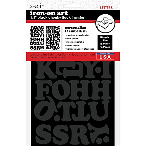 SEI 1-1/2-Inch Chunky Letter Iron on Transfer, Black, 2 Sheet