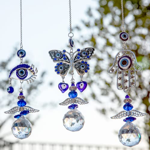 Evil Eye Butterfly Suncatcher Crystal Prism Rainbow Maker Hanging ...