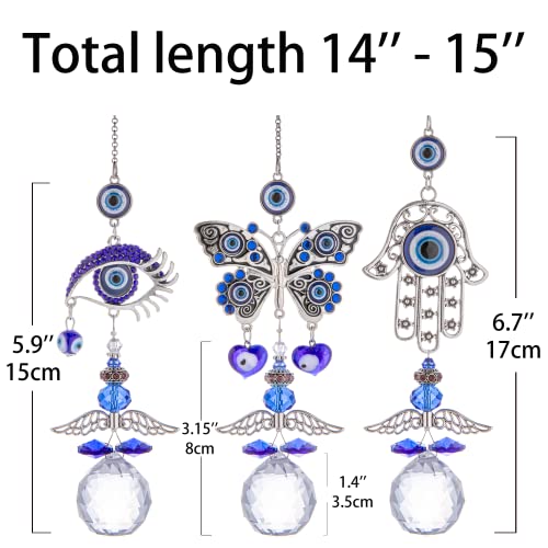 Evil Eye Butterfly Suncatcher Crystal Prism Rainbow Maker Hanging ...