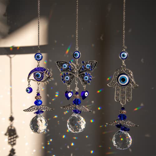 Evil Eye Butterfly Suncatcher Crystal Prism Rainbow Maker Hanging ...