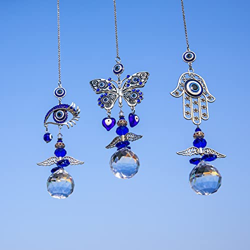 Evil Eye Butterfly Suncatcher Crystal Prism Rainbow Maker Hanging ...
