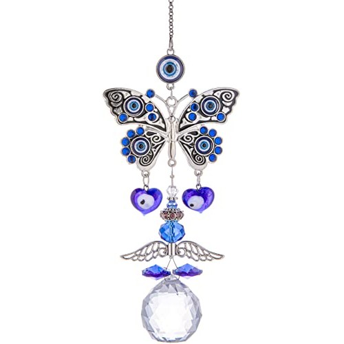 Evil Eye Butterfly Suncatcher Crystal Prism Rainbow Maker Hanging ...