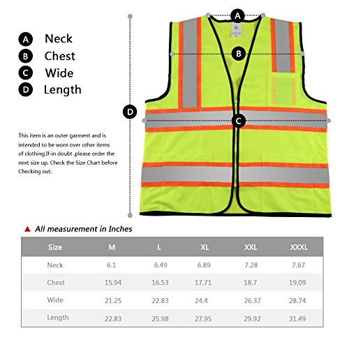 T-Sheng A Mesh and Knitted Safety Vest for Men with Pockets and Zi...