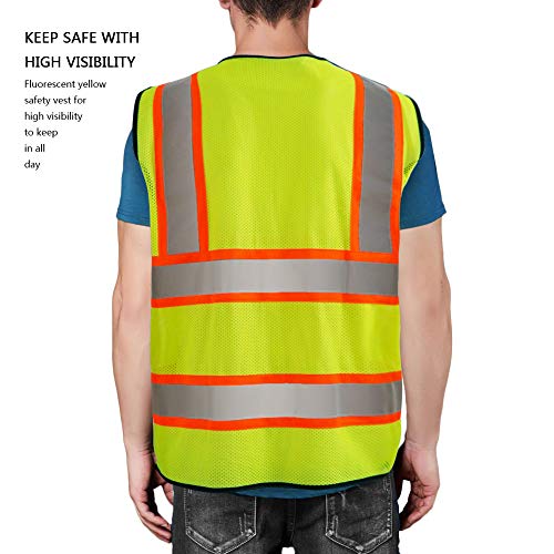 T-Sheng A Mesh and Knitted Safety Vest for Men with Pockets and Zi...