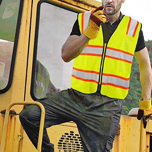 T-Sheng A Mesh and Knitted Safety Vest for Men with Pockets and Zi...