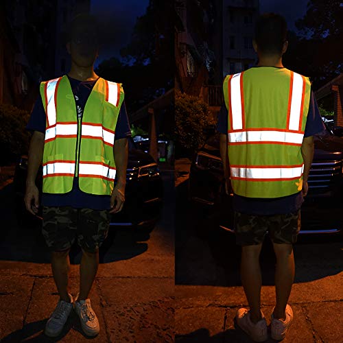 T-Sheng A Mesh and Knitted Safety Vest for Men with Pockets and Zi...