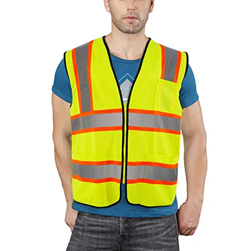 T-Sheng A Mesh and Knitted Safety Vest for Men with Pockets and Zi...