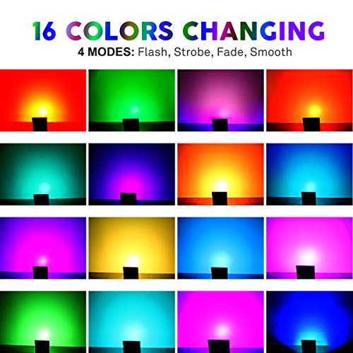 T-SUN Led Flood Light,10W RGB Color Changing Waterproof Security L...