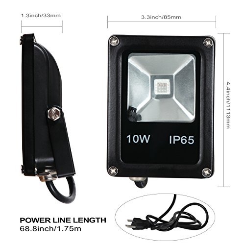 T-SUN Led Flood Light,10W RGB Color Changing Waterproof Security L...