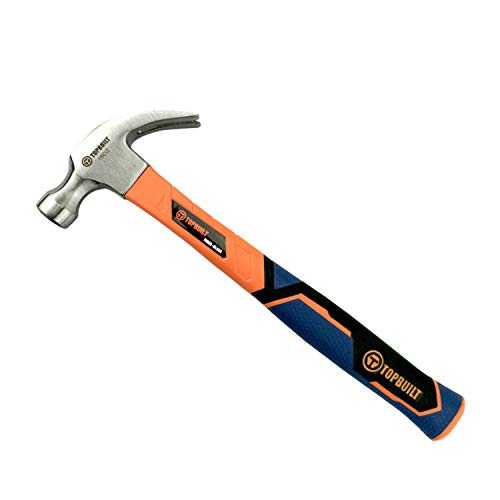 T TOPBUILT Claw Hammer Fiberglass Non Slip Handle Curved Head Forg...