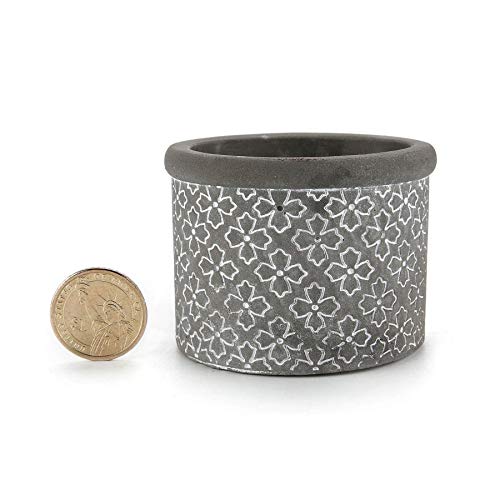 T4U 2.5 Inch Cement Succulent Pot with Bamboo Tray Set of 3, Small...