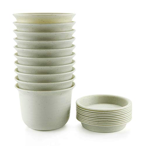 T4U 4.25 Inch Plastic Planter Pots with Saucer Grey Set of 10, See...