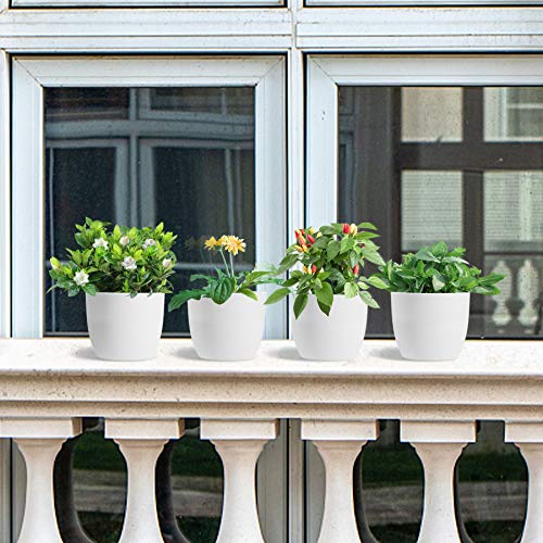 T4U 5 Inch Self Watering Planters Plastic Plant Pot, Modern Decora...