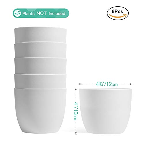 T4U 5 Inch Self Watering Planters Plastic Plant Pot, Modern Decora...