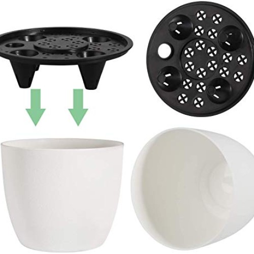 T4U 5 Inch Self Watering Planters Plastic Plant Pot, Modern Decora...