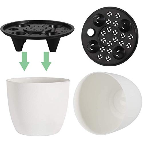T4U 5 Inch Self Watering Planters Plastic Plant Pot, Modern Decora...