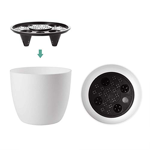 T4U 6 Inch Self Watering Planters Plastic Plant Pot, Modern Decora...