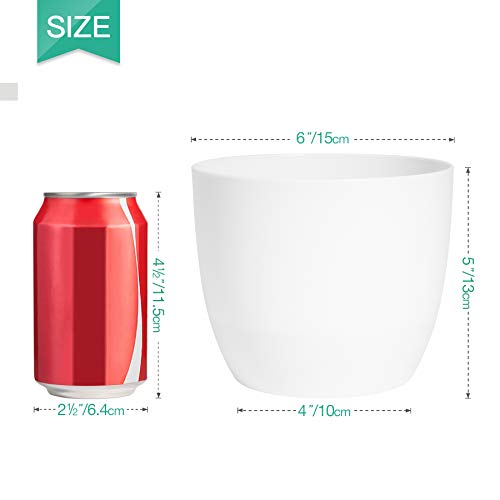 T4U 6 Inch Self Watering Planters Plastic Plant Pot, Modern Decora...