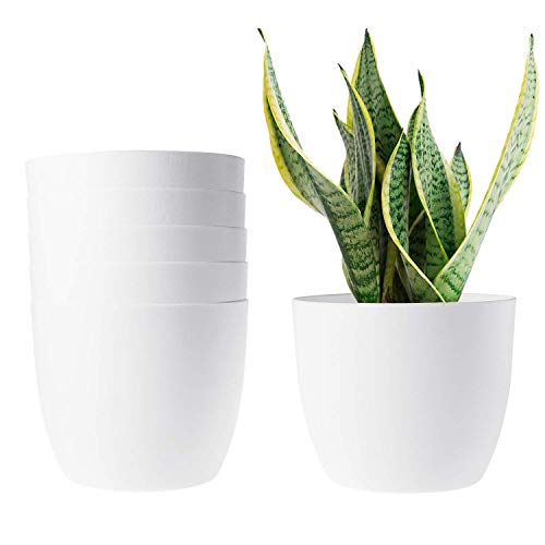 T4U 6 Inch Self Watering Planters Plastic Plant Pot, Modern Decora...
